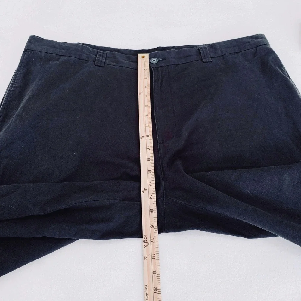 HB Harbor Bay Chino Waist-Relaxer Pants Men 46x32 Black Straight Leg Flat Front